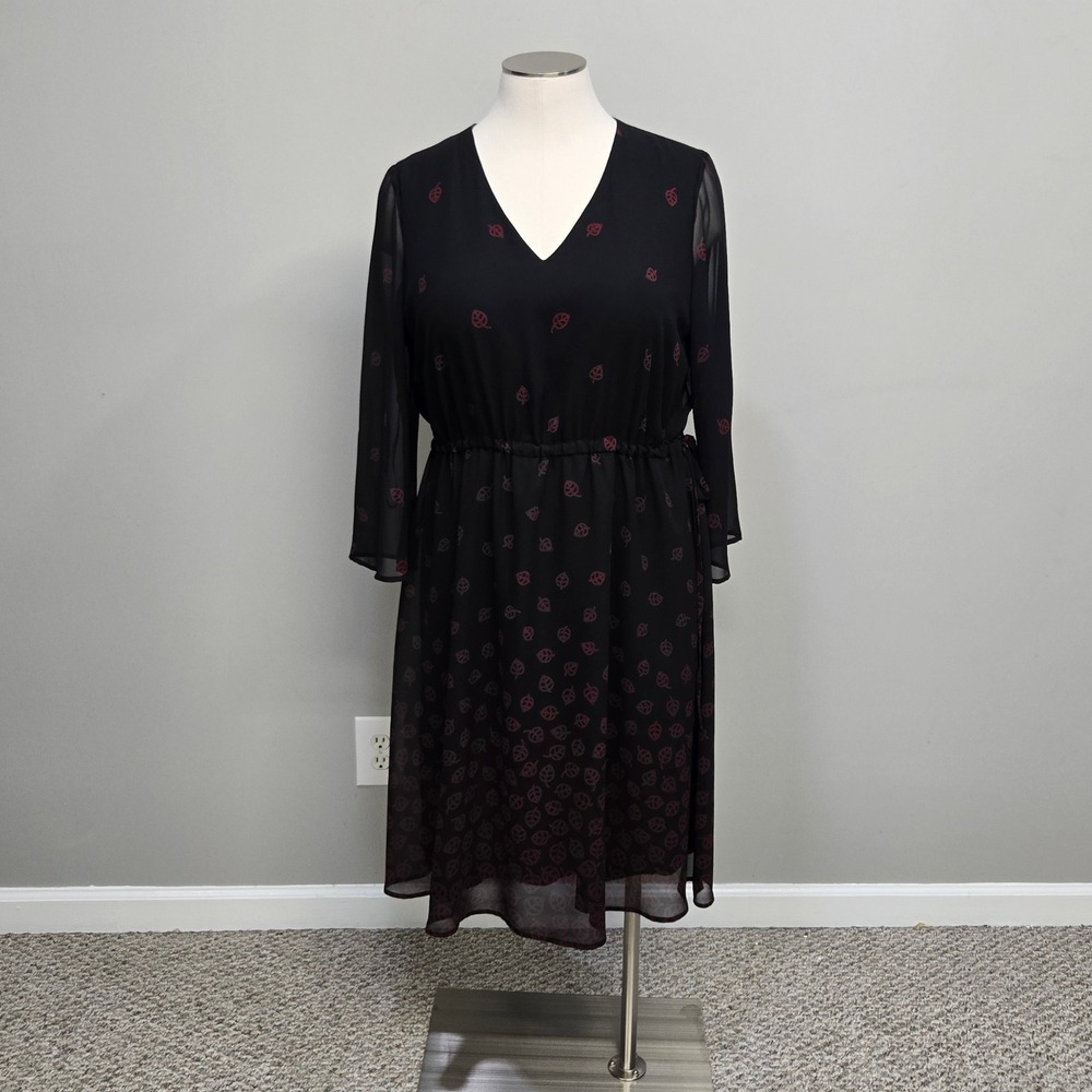 Women Midi Dress Plus Size 18 Black Sheer Chiffon Whimsigoth Fairy Romantic Boho